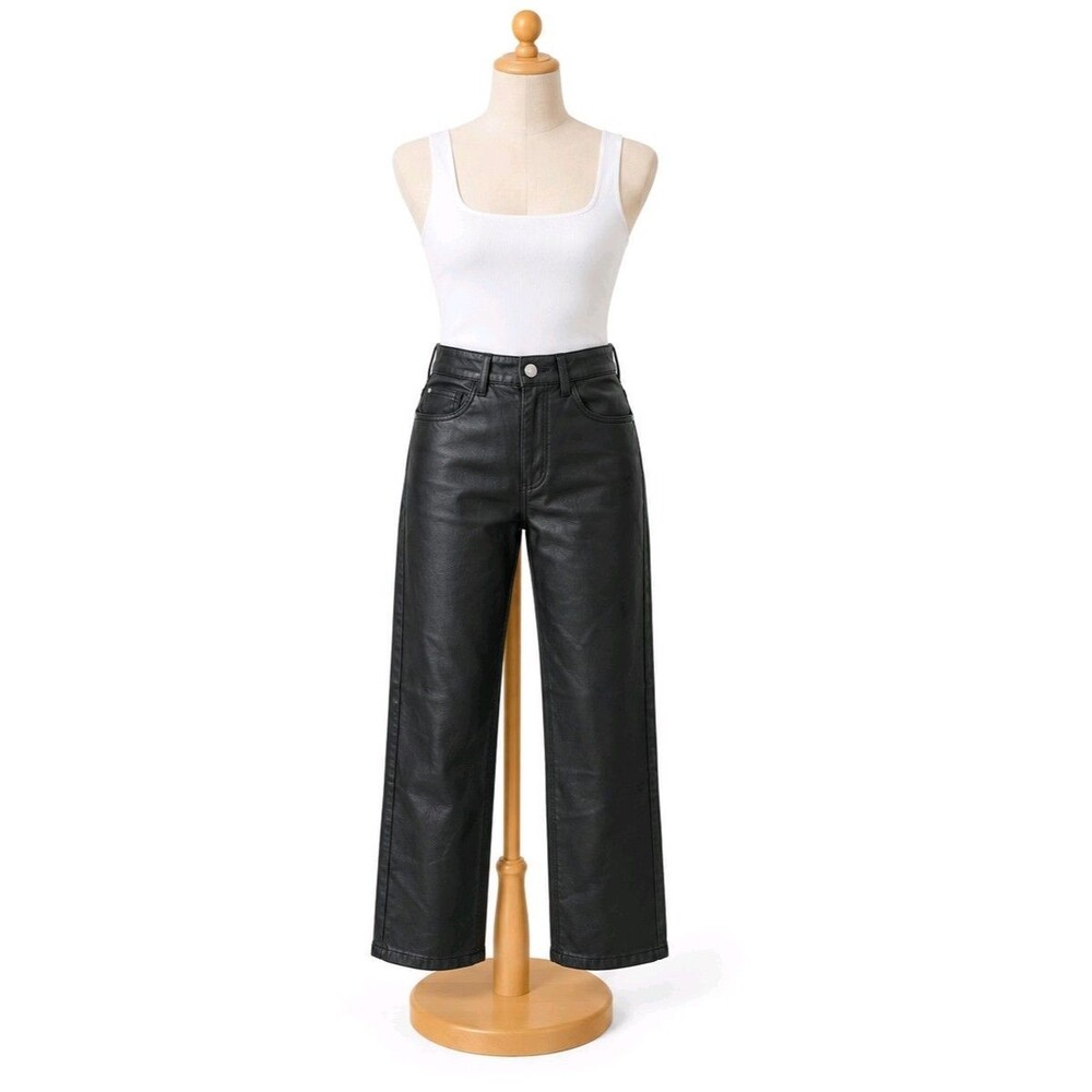 Wilfred Faux Leather Pants Women's 4 Black High Rise Straight Leg Aritzia